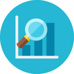 Features graph magnifier icon